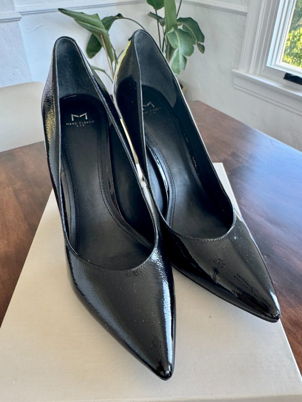 MARC FISHER Hesla Black Patent Leather Cone Heel Pump - Picture 8 of 12